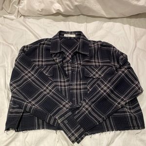 Oak + Fort Navy Blue Cropped Flannel